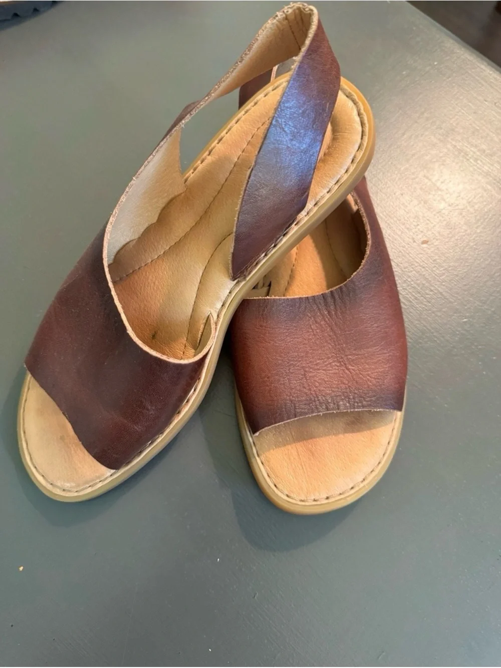 Born Inlet Brown Leather Slingback Comfort Sandals Size 7 EUC
